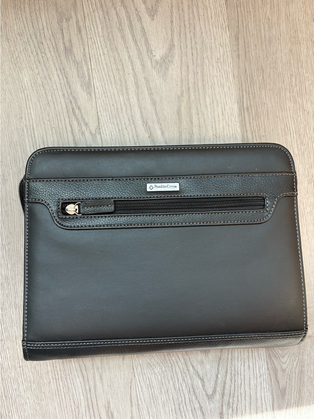 VTG Franklin Covey Black Faux Leather Zip Around 7 Ring Planner Binder w/ Calc